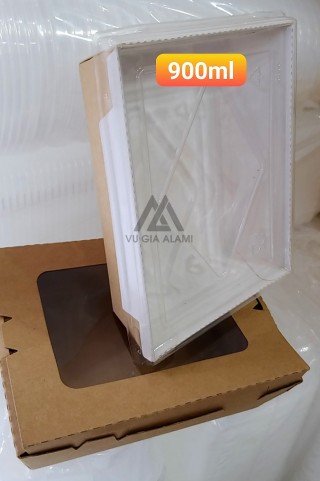 HỘP GIẤY NẮP KÍNH - 900ML HỘP GIẤY NẮP KÍNH - 900ML